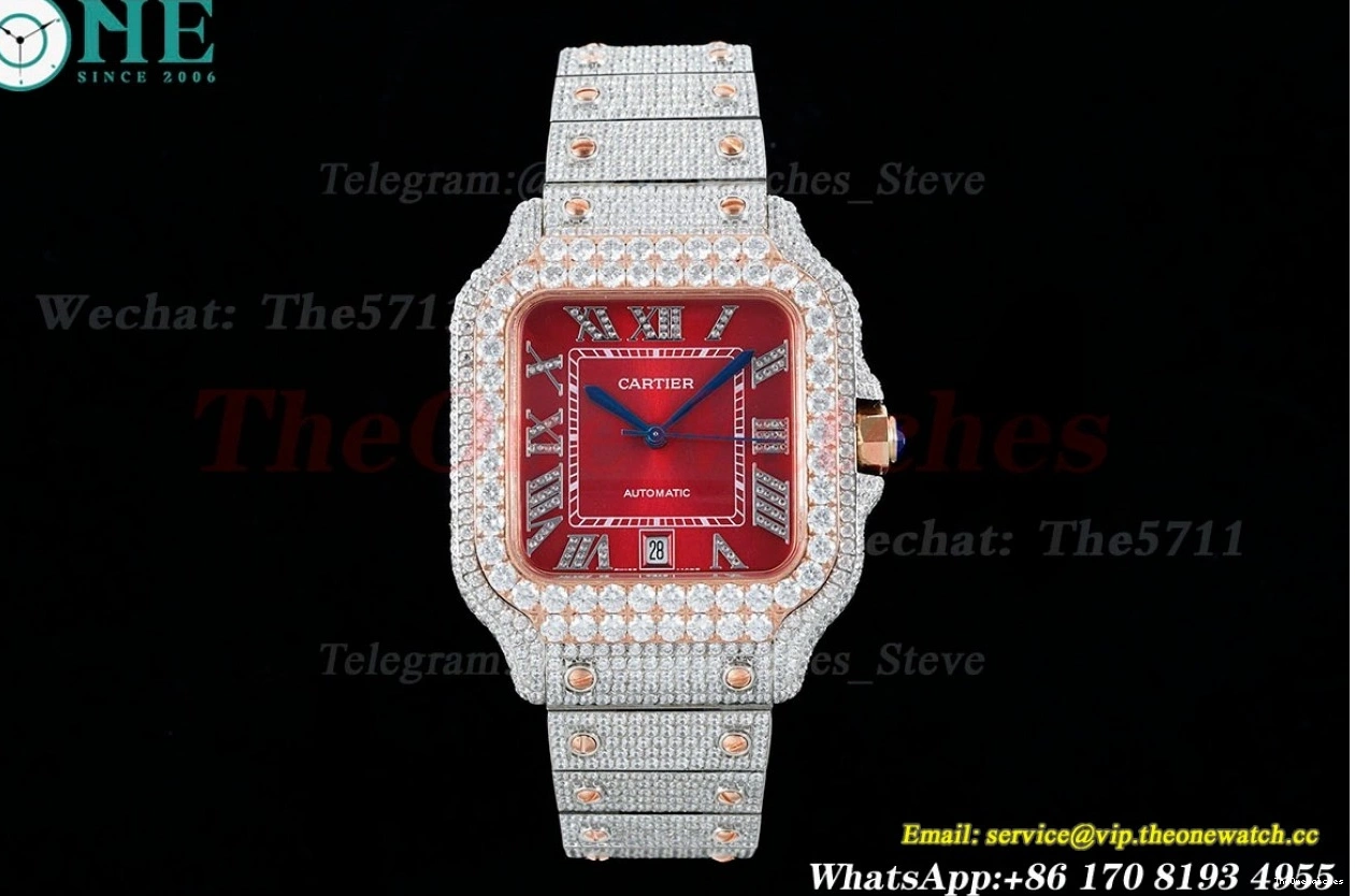 RG 40mm SS Red Santos MY9015 Mens SS Dial XL 100 AMG 0129